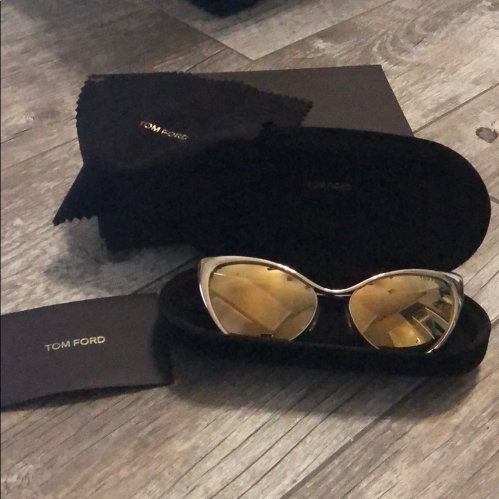 Tom Ford Nastasya Gold mirror cat eye sunglasses